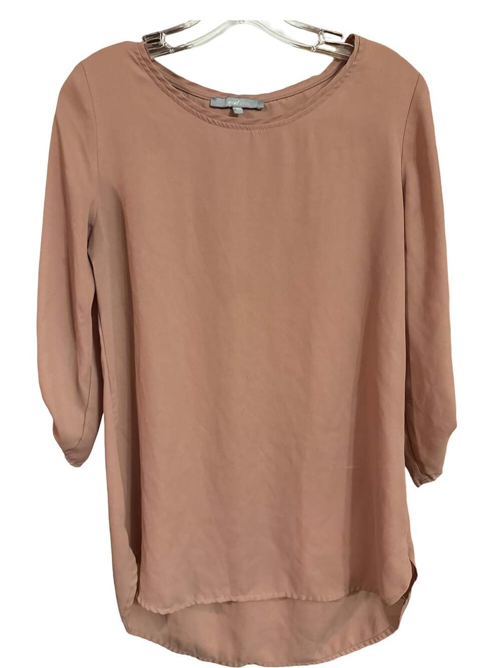 Sweet Rain Women's Mauve Pink 3/4 Sleeve Pleated Back Tunic Blouse
